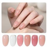 GAOY rubber base gel set swatches show nude to pink hues for versatile at-home manicure