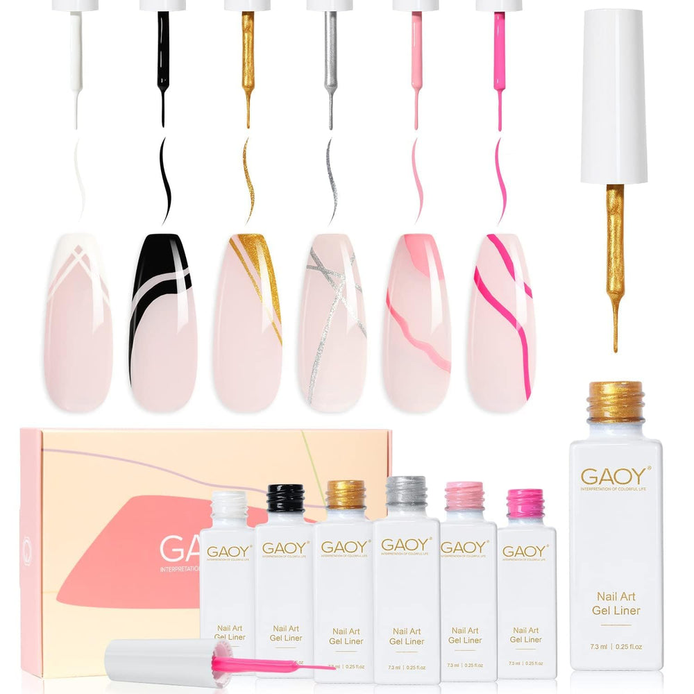 GAOY Stylo Gel Art Noir avec pinceau fin pour motifs nets à domicile