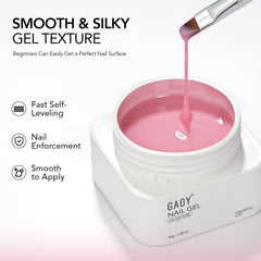 GAOY teinte rose pâle échantillon sur ongle, rendu naturel.
