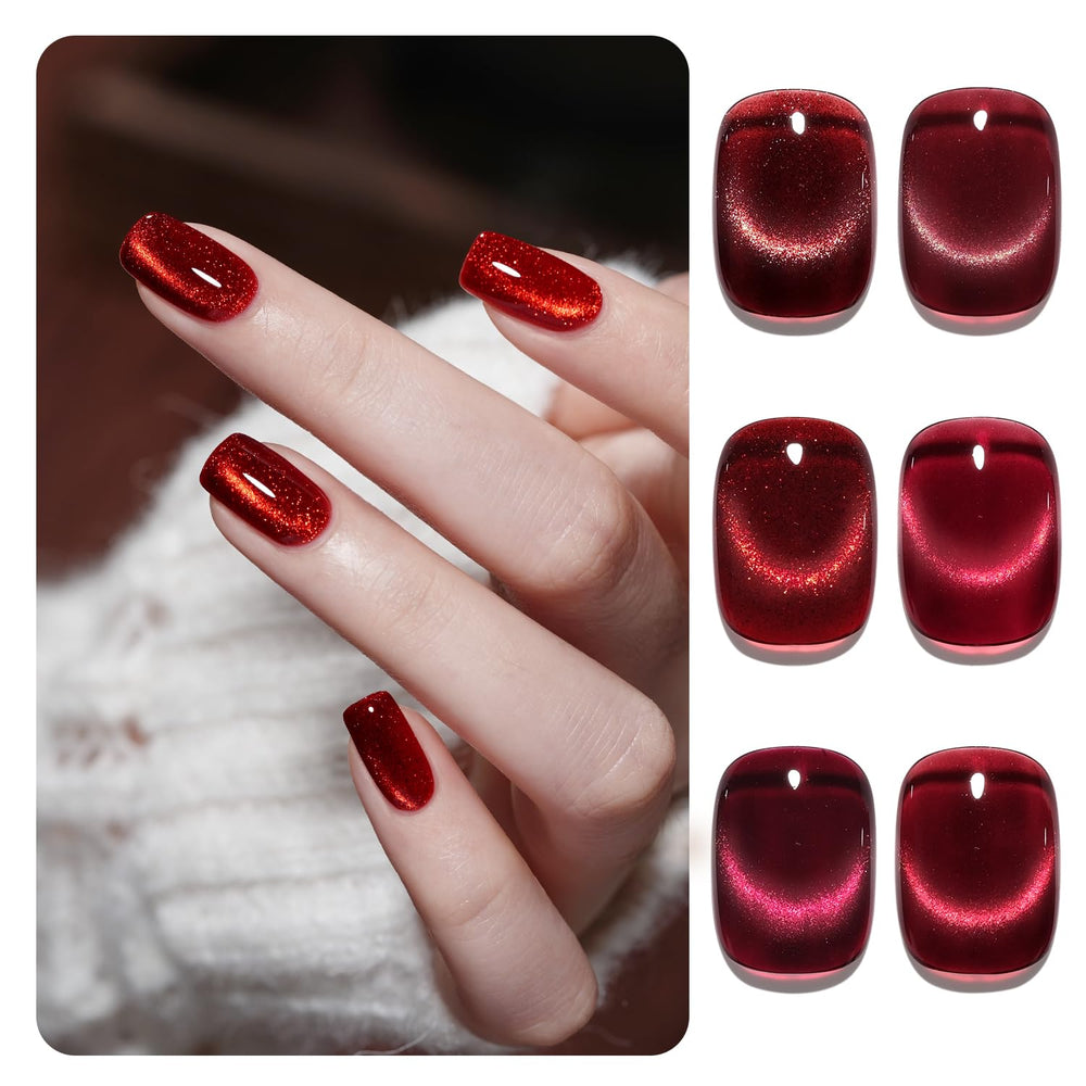 GAOY vernis gel effet œil-de-chat rouge étincelant avec aimant pour motifs personnalisés.