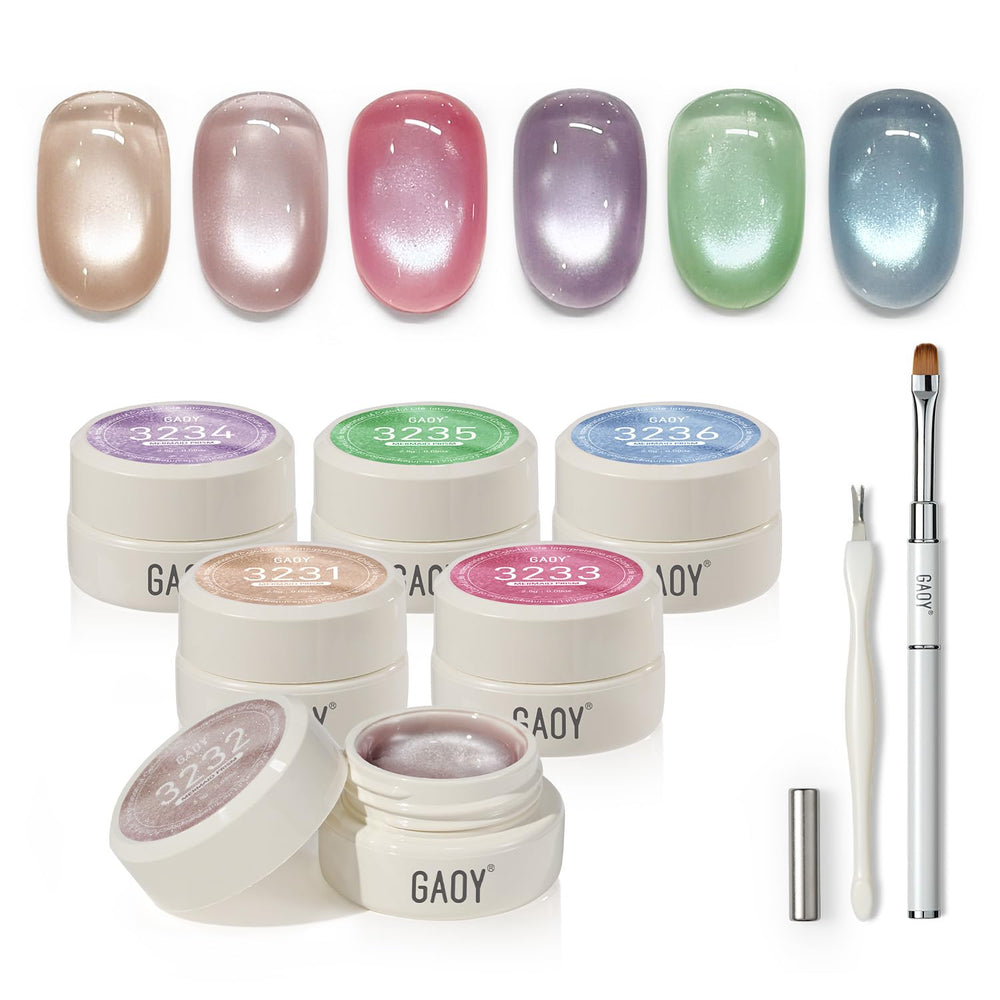 GAOY vernis gel effet œil de chat, ensemble de 6 couleurs, pour reflets prismatiques à domicile