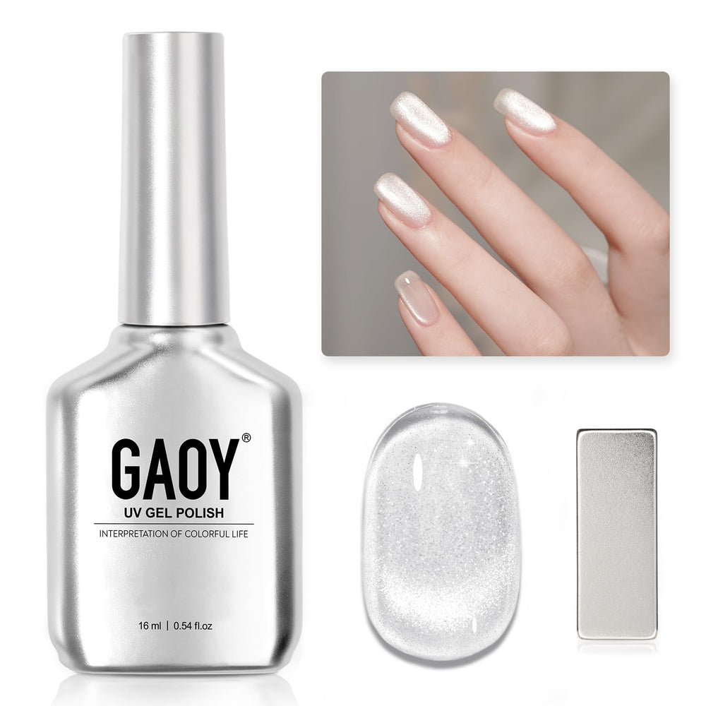 GAOY vernis gel effet œil de chat Crystal 2028 sur ongles glamour