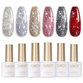 GAOY Vernis Gel Glitter Ruby rouge, bouteille scintillante pour une manucure à domicile.