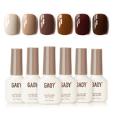 GAOY Gel Nude Marron – Bouteille de vernis gel, fini brillant durable.