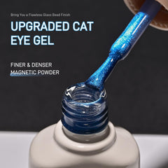 GAOY Vernis Gel Oeil-de-chat bleu paillettes translucide, brillance durable et facile.