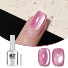 GAOY vernis gel œil de chat rose avec paillettes et reflets glamour sur les ongles