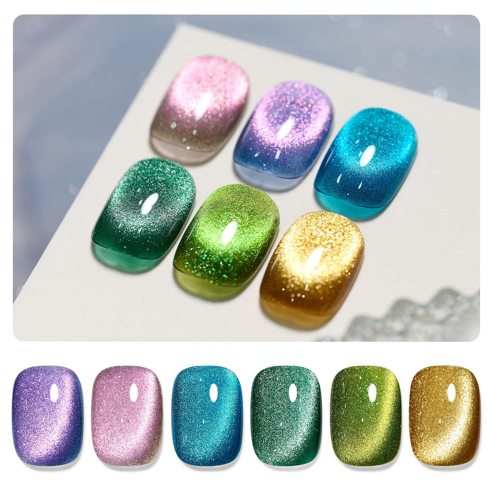 GAOY vernis gel œil-de-chat arc-en-ciel pour accents scintillants et durables.