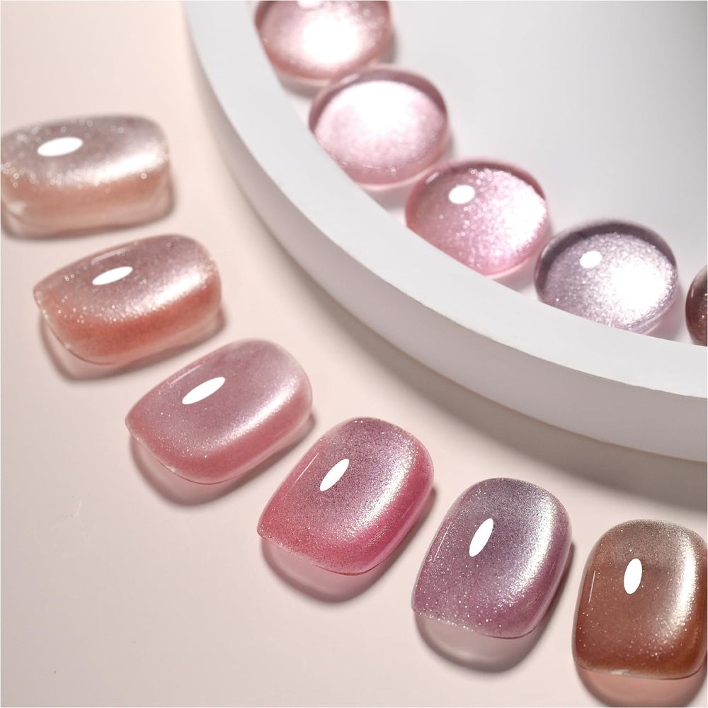 GAOY vernis gel œil-de-chat rose océan sur bouteille, pour un effet scintillant.