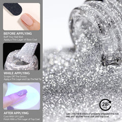 GAOY vernis gel argent réfléchissant, fini chic et lumineux.