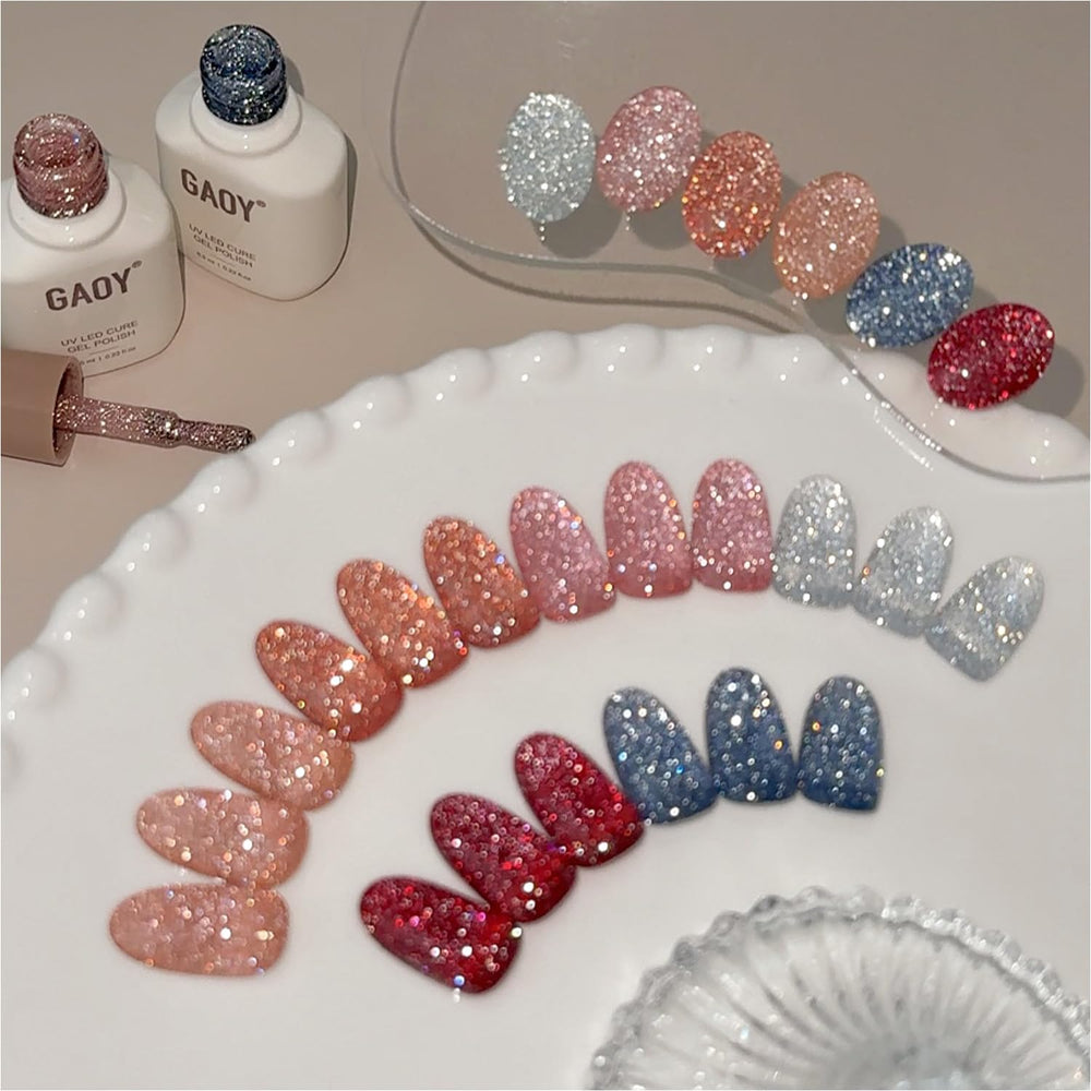 GAOY Vernis Gel Reflet Rouge sur ongle, éclat glamour durable.