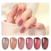 GAOY Vernis Gel Rose Nude — ensemble de six couleurs transparentes pour couches personnalisables.