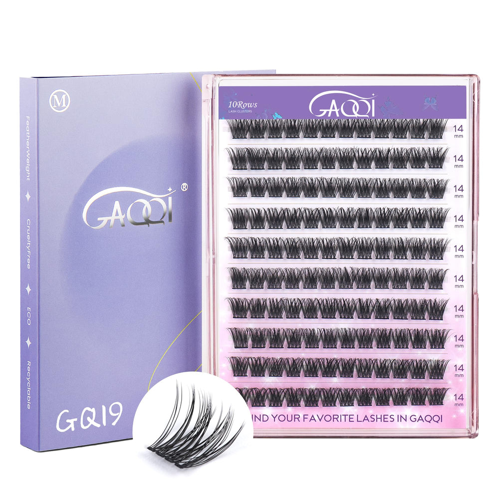 GAQQI cils groupés GQ19 D Curl 14mm pour un regard naturel et léger.