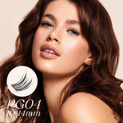 GAQQI lash clusters on eye demonstrate quick, glue-free application.