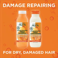 Garnier Fructis Après-Shampooing réparateur dommages bouteille recyclable: soin responsable.