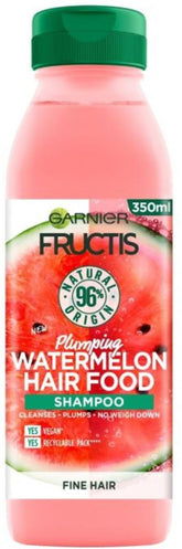 Garnier Fructis Hair Food Watermelon shampooing – bouteille lumineuse, cheveux fins paraissant plus denses et nourris.