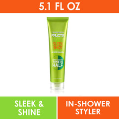 Close-up of Garnier Fructis Sleek Shot label on bottle showing product details