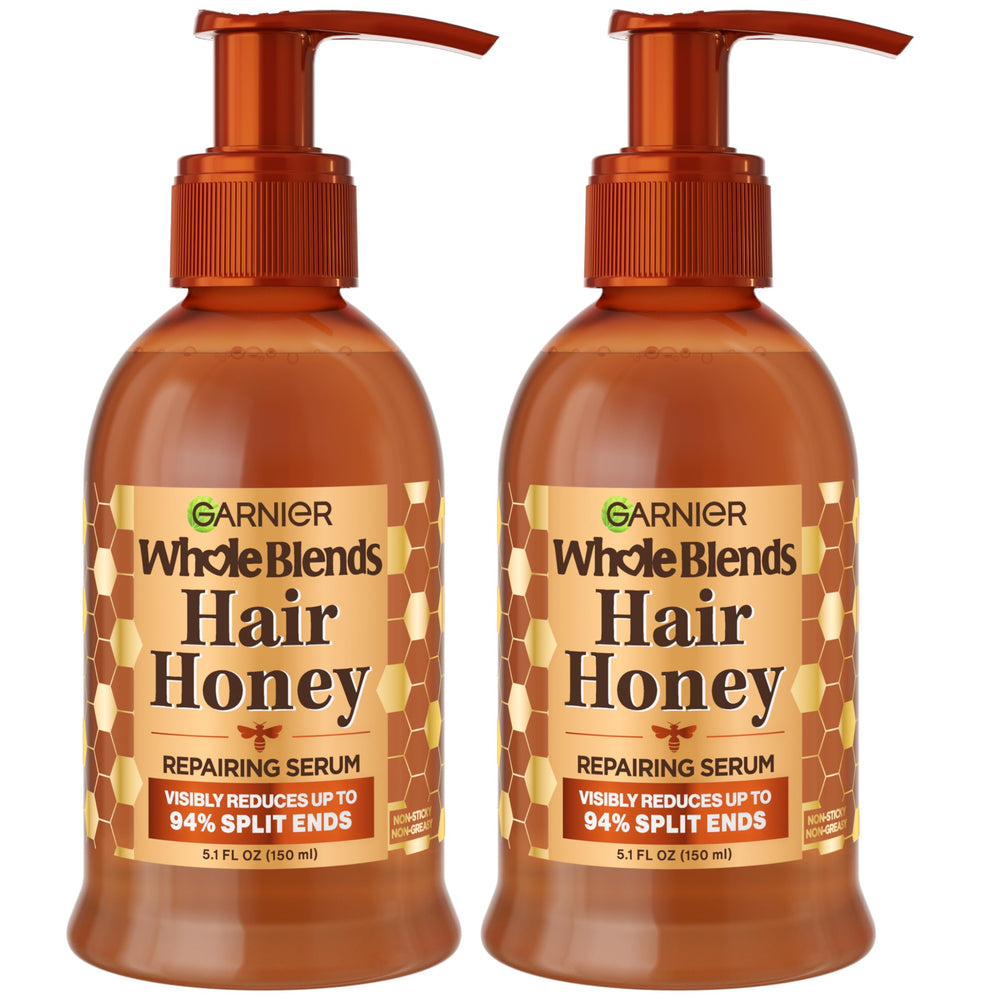 Sérum Hair Honey de Garnier, bouteille sans pompe, réparation rapide des pointes.