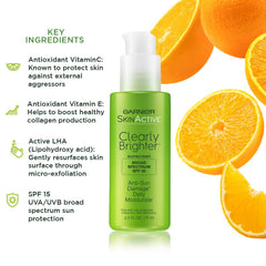 Garnier SkinActive Clearly Brighter SPF30, texture légère et non grasse pour une absorption rapide.
