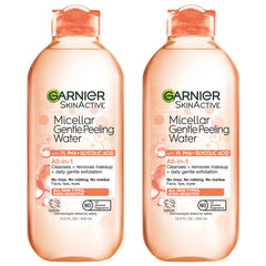 Garnier SkinActive Exfoliant Doux Eau Micellaire démaquillant et exfolie en douceur.