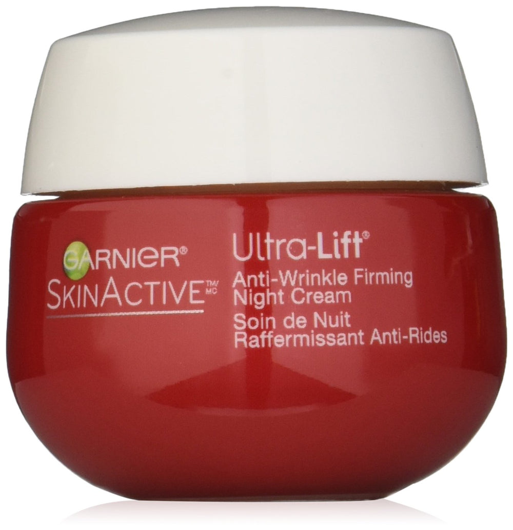 Garnier SkinActive Ultra-Lift Nuit – bouteille montrant l'hydratation profonde pour la peau.