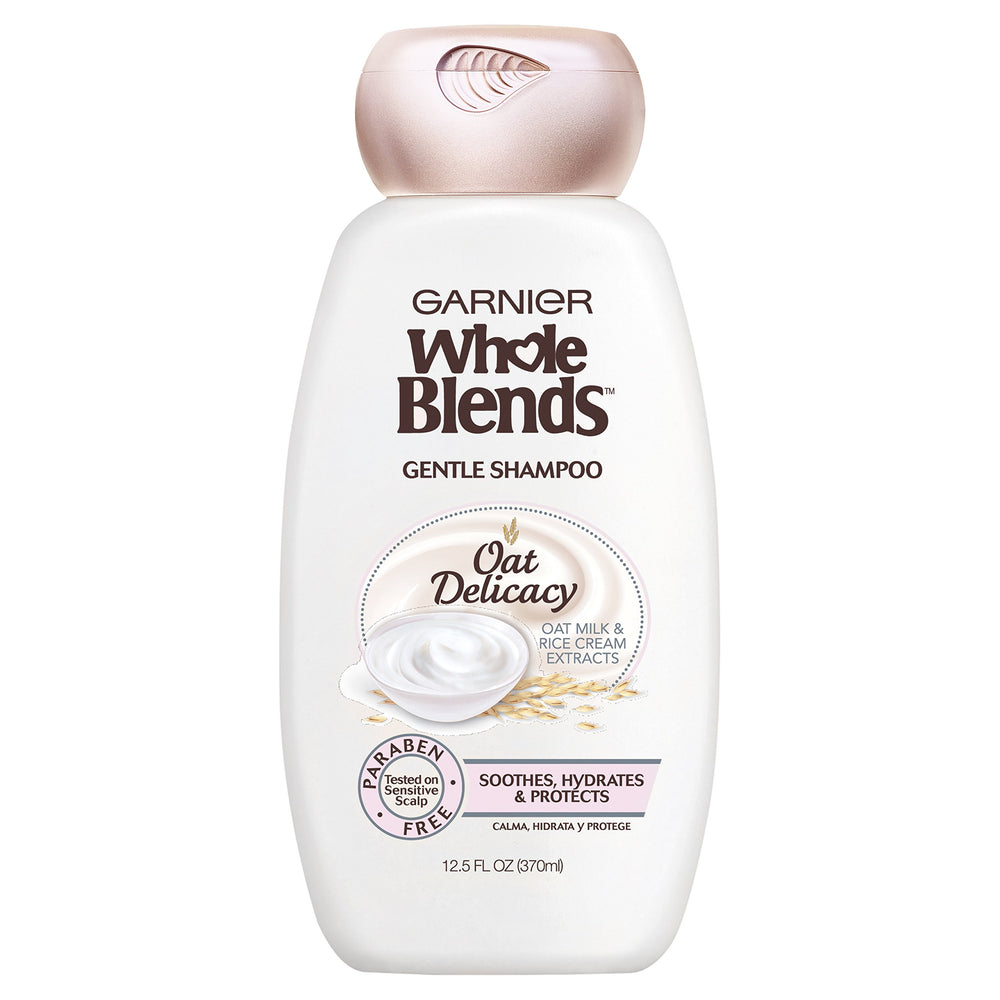 Garnier Whole Blends Shampoing doux avoine — bouteille prête à hydrater en douceur les cheveux sensibles