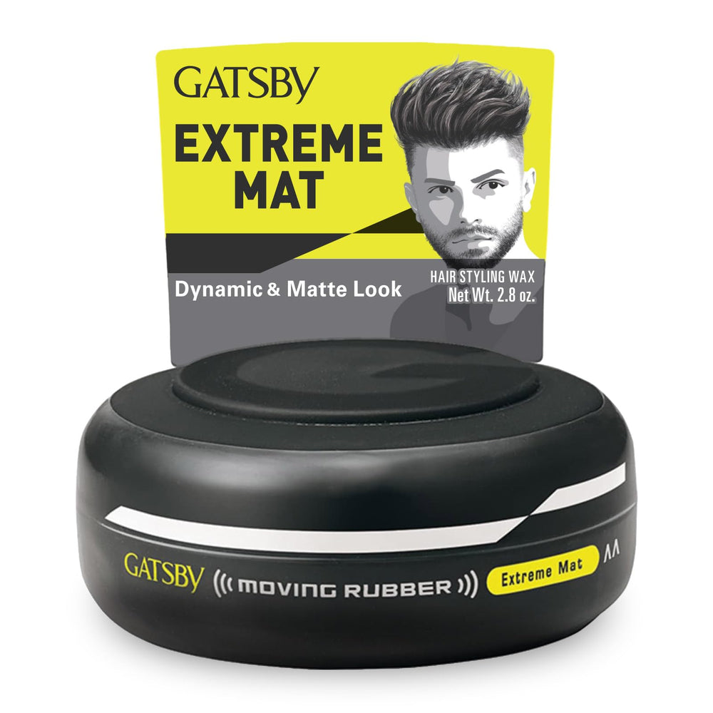 Gatsby Moving Rubber Extreme Matte Wax, bouteille 80 g, prise ferme durable.
