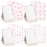 Geelin miroir compact rose avec noeud, accessoire chic pour retouches rapides