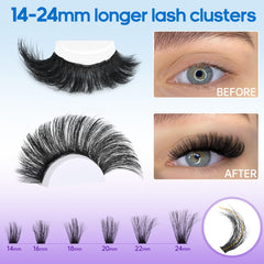 Geeneiya extensions cils 14-24mm, longueurs variées pour un look dense