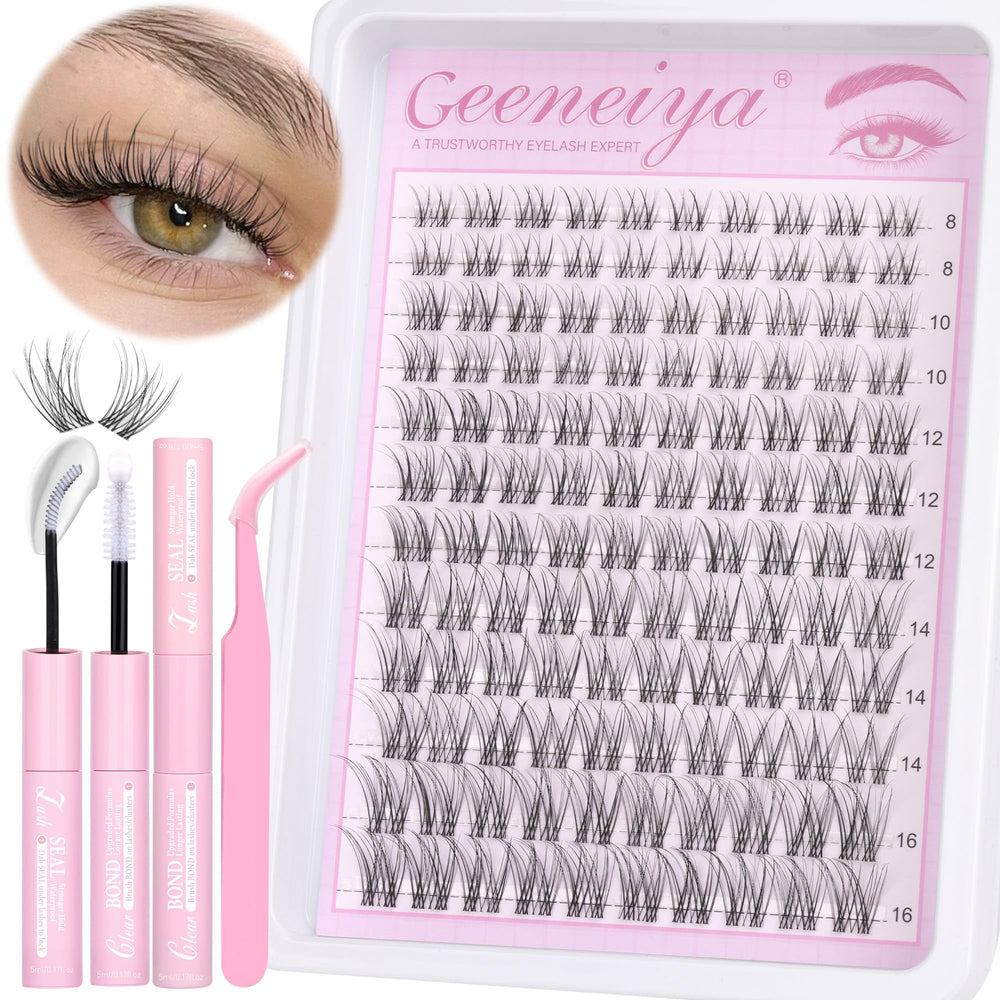 Geeneiya kit cils ensembles avec bande claire, regard naturel.