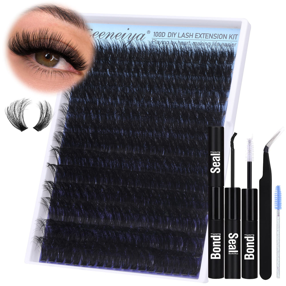 Geeneiya kit extension cils 100D, tout-en-un pour extensions à domicile