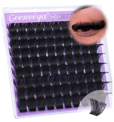 Geeneiya Mega Lash Clusters avec bande plus large pour volume immédiat et durable.