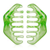Geiserailie peigne gua sha, aspect jade, douceur pour le cuir chevelu sensible.