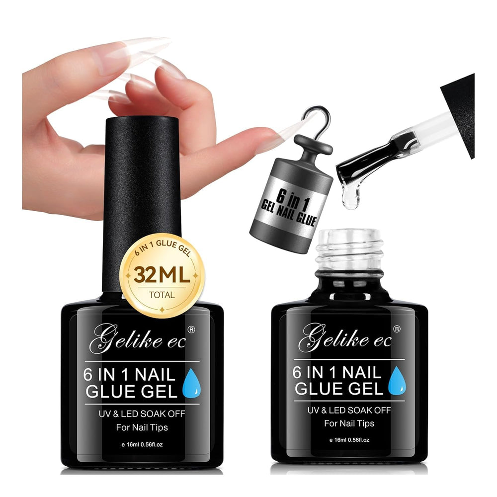 Gelike EC flacon clair de colle UV pour ongles offrant une tenue durable.