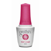 Gelish couche de finition sur flacon, brillance durable et protection des ongles.