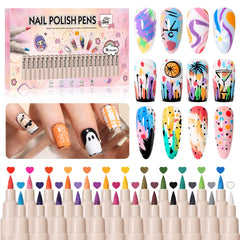 GELLAKTIK ensemble-stylo-art-ongles: 24 couleurs pour des dessins variés à domicile.