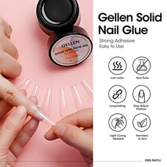 Gellen, application repositionnable sur ongles avec colle gel solide