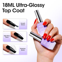 Ensemble GELLEN Top Coat 18 ml, deux pièces pour longue manicure.