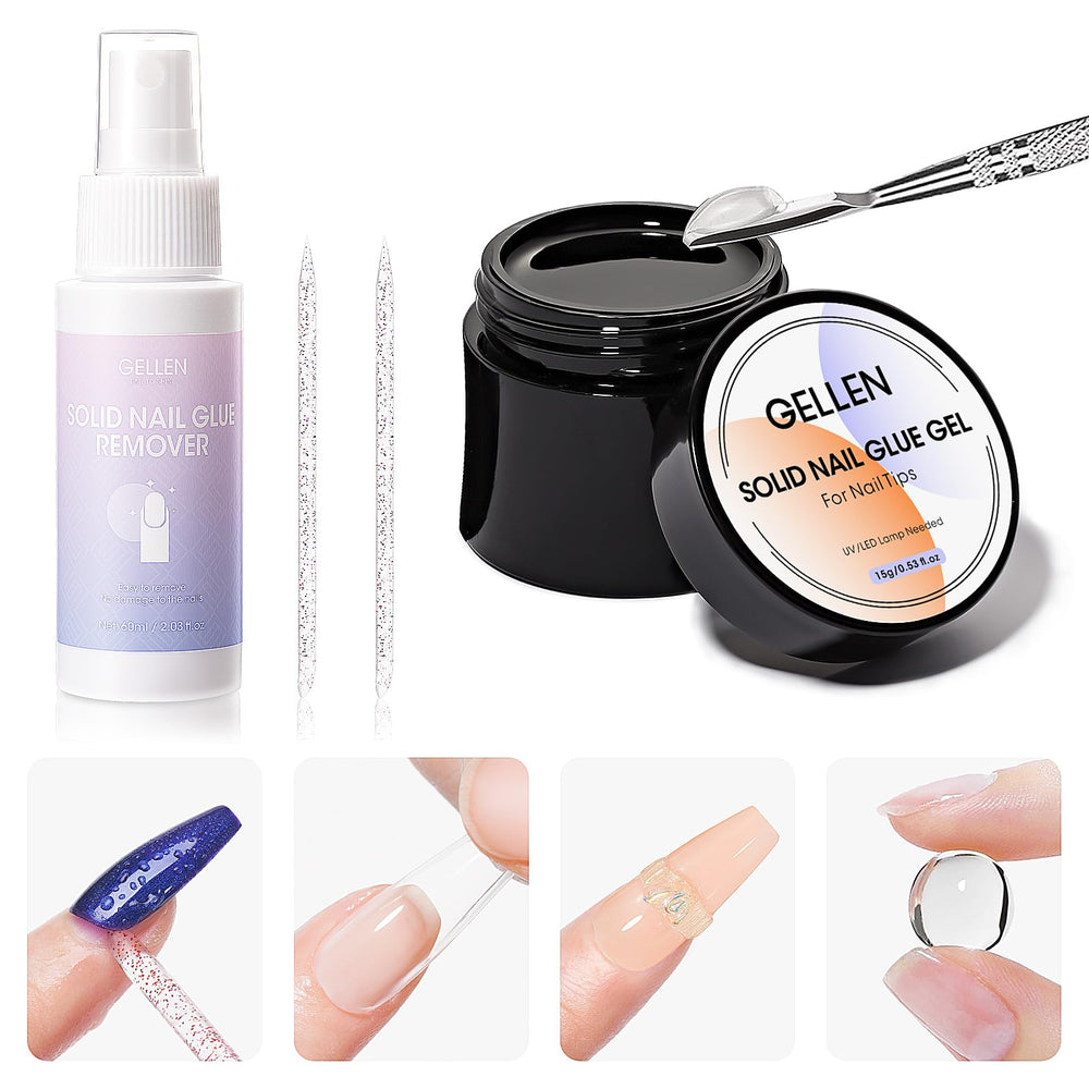 GELLEN kit-colle-ongles-solide-gel, pose durable et précise.