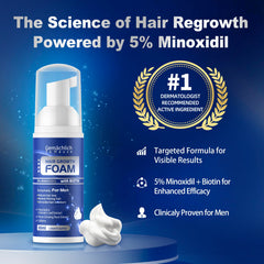 Application rapide de la mousse Minoxidil sans résidu gras.