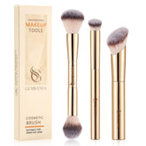 Gemsanva ensemble pinceaux maquillage trois pièces, finition uniforme sur tout le visage.