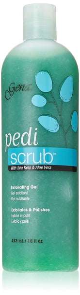 Gena Pedi Scrub Gel: bouteille prête à l'emploi pour des pieds plus doux.