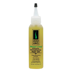 Huile Doo Gro Mega Long: bouteille montrant hydratation en profondeur