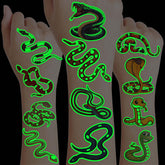 Tatouages serpents néon lumineux Generic, parfaits pour fêtes et cosplay nocturnes.