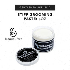 Gentlemen Republic Stiff Pomade, texture visible, promet application précise.