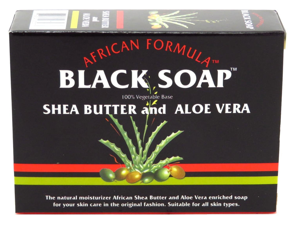 Genuine African Formula Black Soap bar texture showing moisture from shea butter.