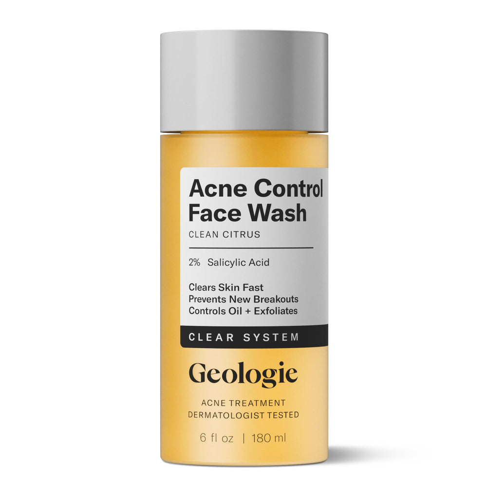 Geologie Gel Nettoyant Visage Anti-Acné – bouteille visible, nettoie en profondeur et régule le sébum.