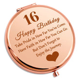 Gevody miroir de poche compact 16e anniversaire, idéal pour retouche rapide en déplacement.