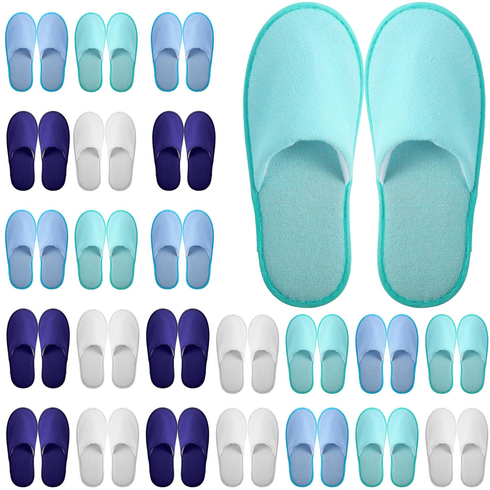 Chaussons jetables Geyoga bleu M, douceur coton pour invités, confort hôtel.