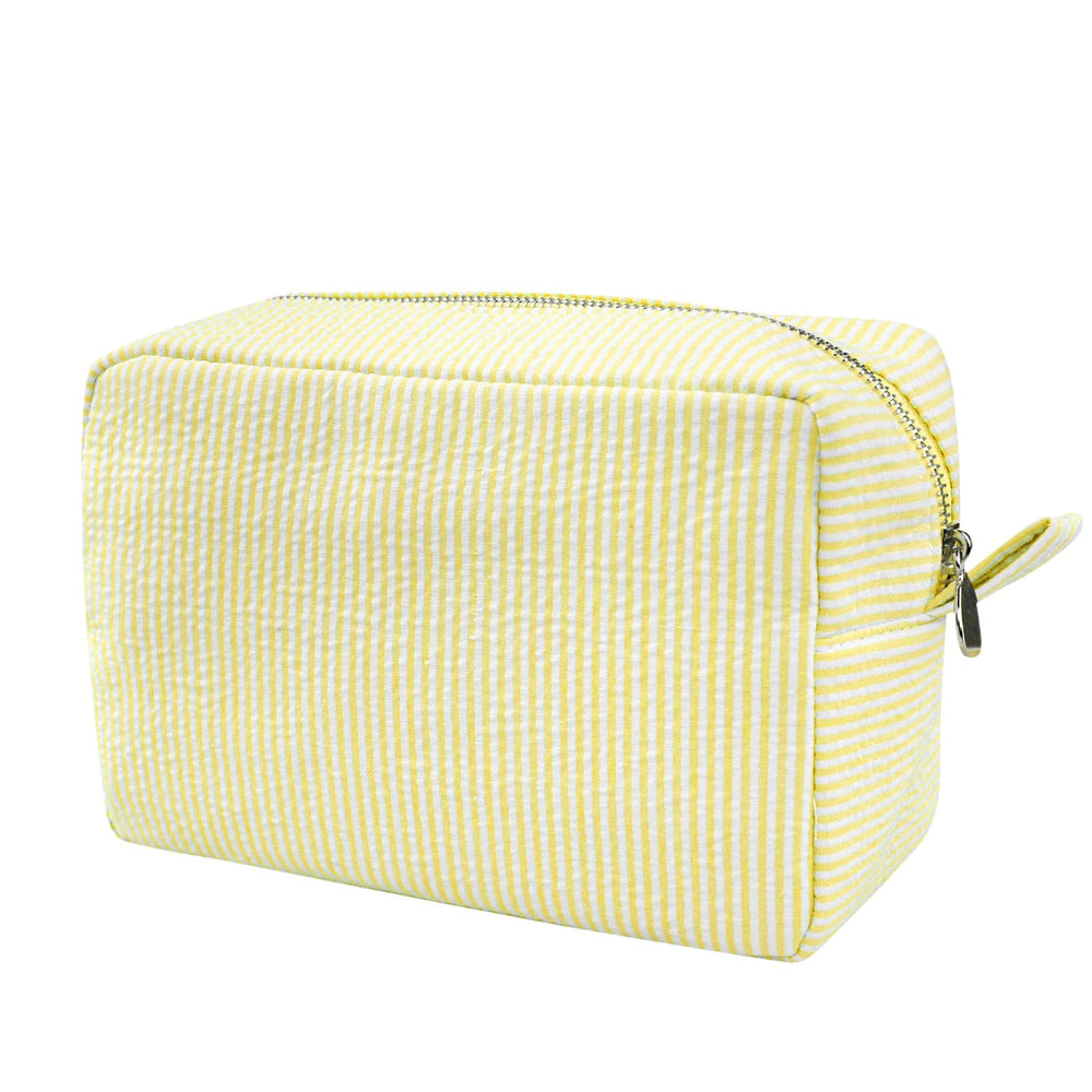 GFU Sac cosmétique Seersucker jaune ouvert, pratique et léger.