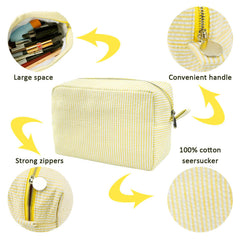 GFU Sac cosmétique Seersucker jaune pliable, idéal pour le rangement.